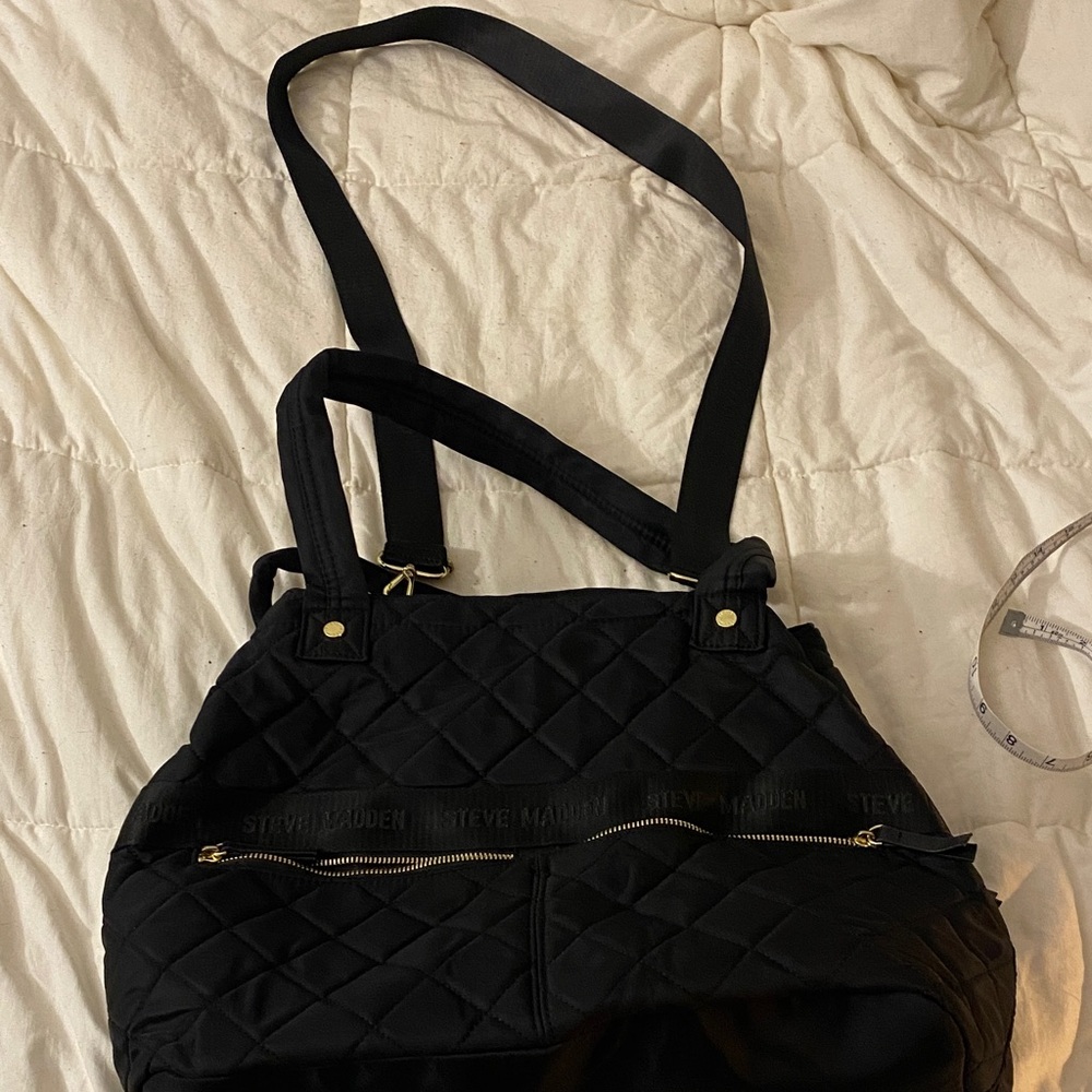 Steve Madden Quilted Black Tote Bag